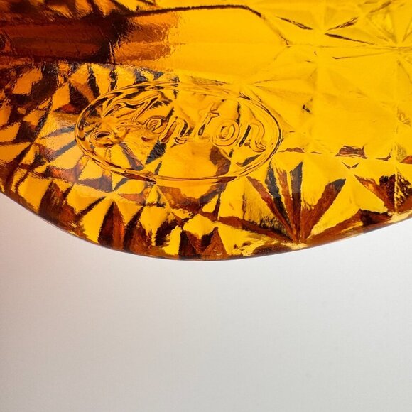 Vintage Fenton Glass Amber Daisy & Button Boot with Scalloped Edge 4" - Picture 7 of 7